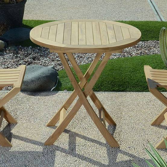 Table pliante ronde en teck massif Opio ø 75 cm - TECK'Attitude - Imagen 2
