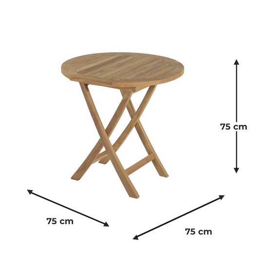 Table pliante ronde en teck massif Opio ø 75 cm - TECK'Attitude - Imagen 6