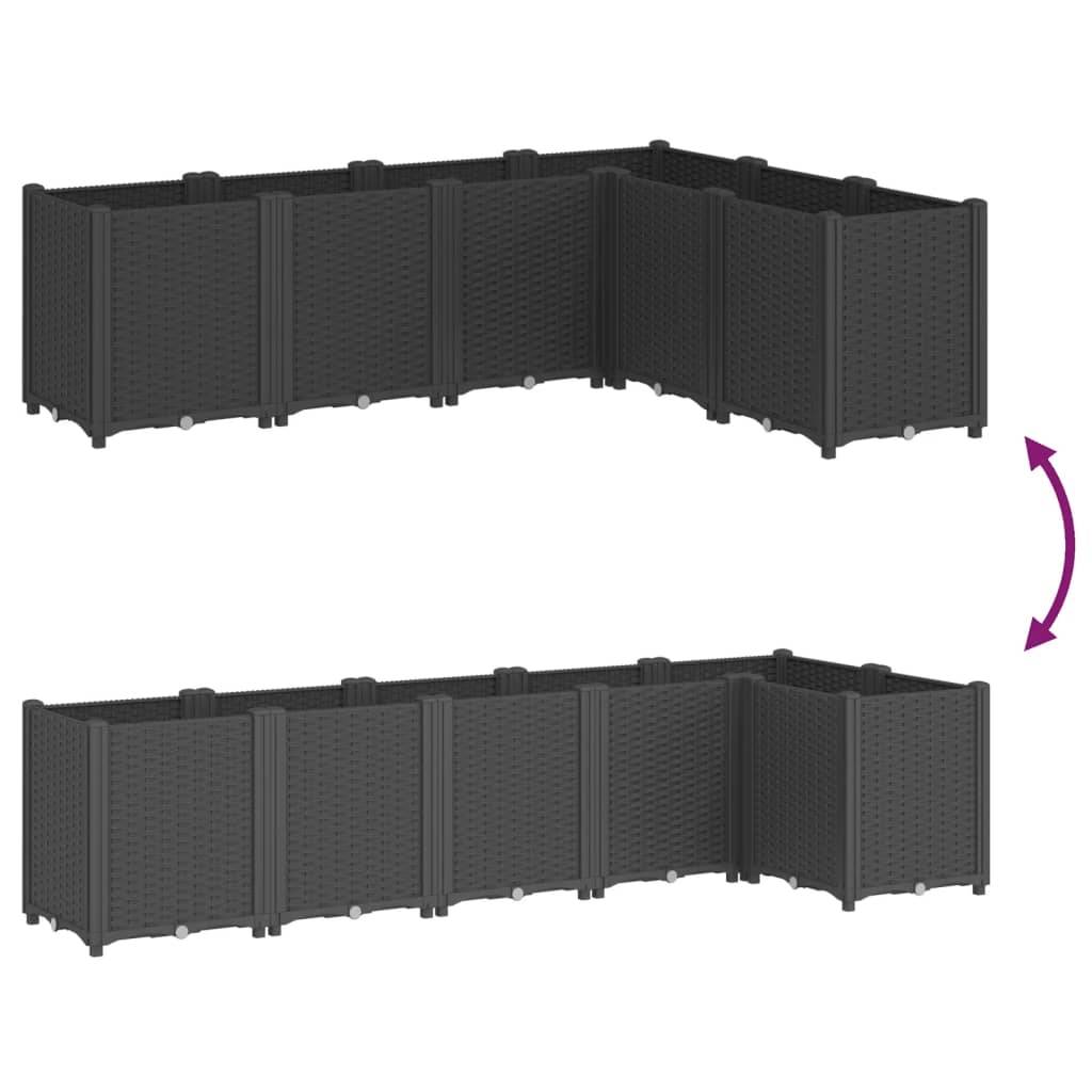 ComfortXL - Grand Bac à Fleurs Modulable Polypropylène pour Terrasse Carré Potager Aspect Rotin 160x120x53 cm Noir - ComfortXL Outdoor Living - Image 6