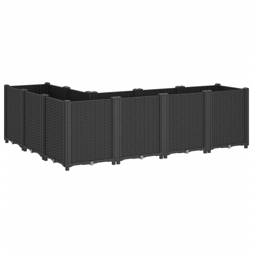 ComfortXL - Grand Bac à Fleurs Modulable Polypropylène pour Terrasse Carré Potager Aspect Rotin 160x120x53 cm Noir - ComfortXL Outdoor Living - Image 5