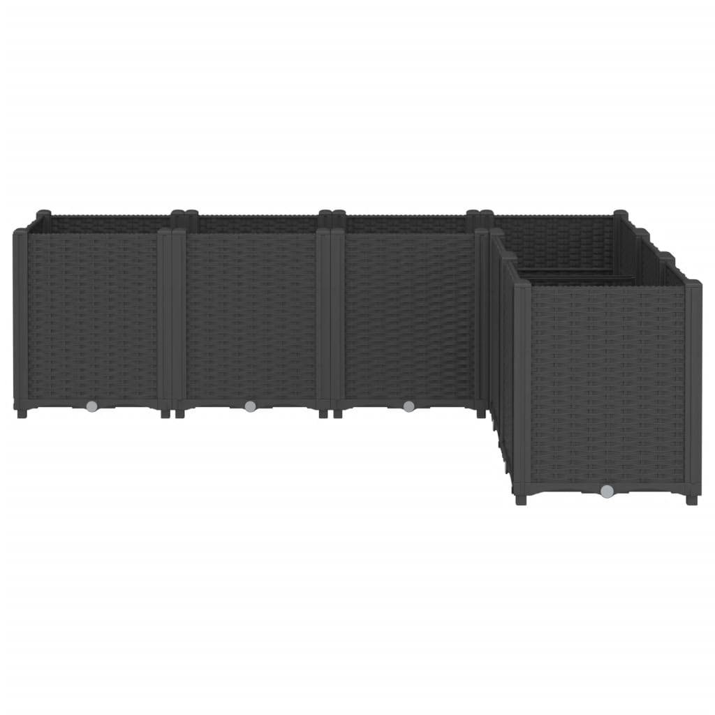 ComfortXL - Grand Bac à Fleurs Modulable Polypropylène pour Terrasse Carré Potager Aspect Rotin 160x120x53 cm Noir - ComfortXL Outdoor Living - Image 3