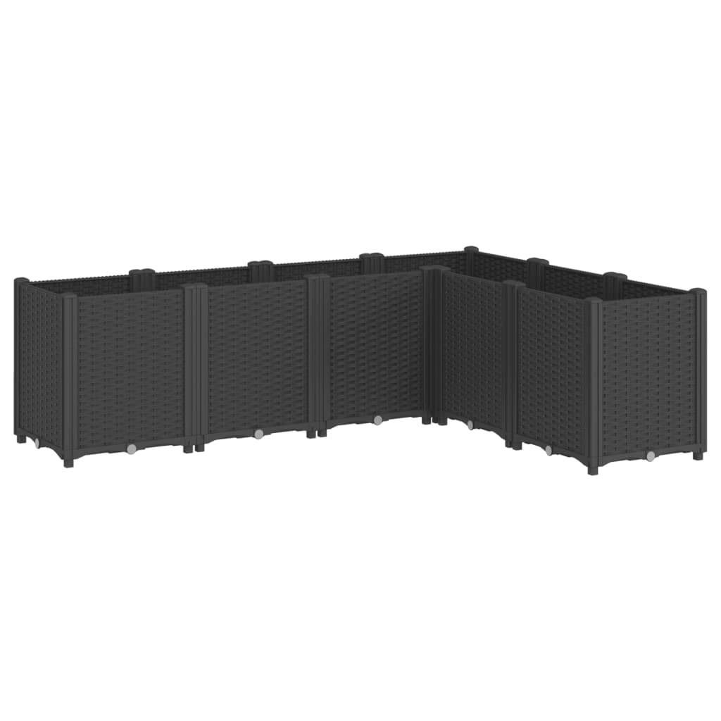 ComfortXL - Grand Bac à Fleurs Modulable Polypropylène pour Terrasse Carré Potager Aspect Rotin 160x120x53 cm Noir - ComfortXL Outdoor Living - Image 2
