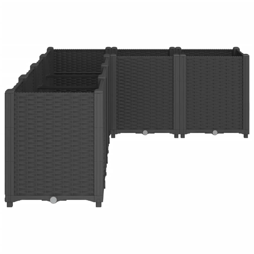 ComfortXL - Grand Bac à Fleurs Modulable Polypropylène pour Terrasse Carré Potager Aspect Rotin 160x120x53 cm Noir - ComfortXL Outdoor Living - Image 4