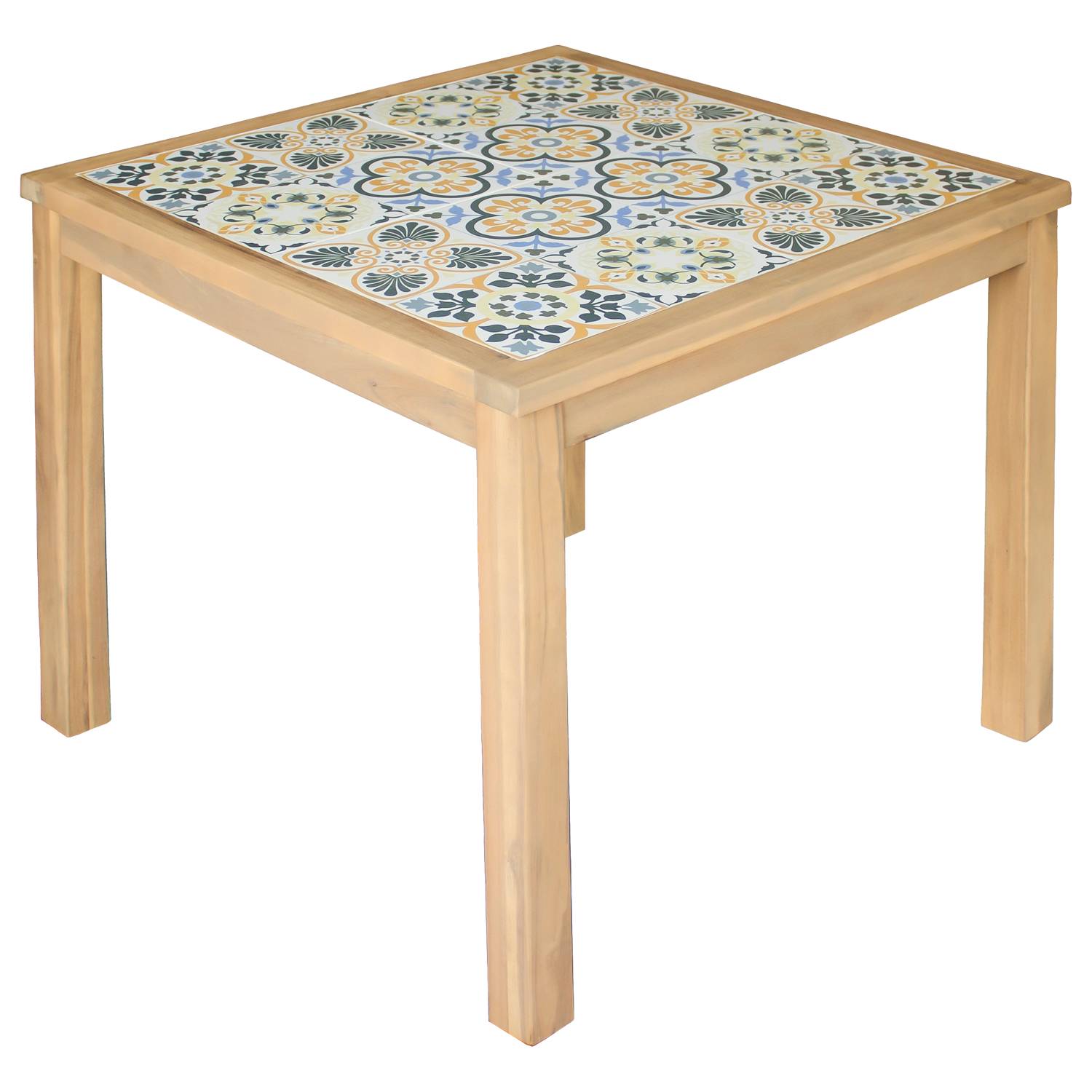 Ensemble table et chaises de jardin 4 places en acacia et céramique FARO - HAPPY GARDEN - Image 2
