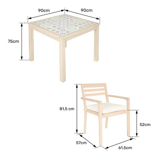 Ensemble table et chaises de jardin 4 places en acacia et céramique FARO - HAPPY GARDEN - Image 7
