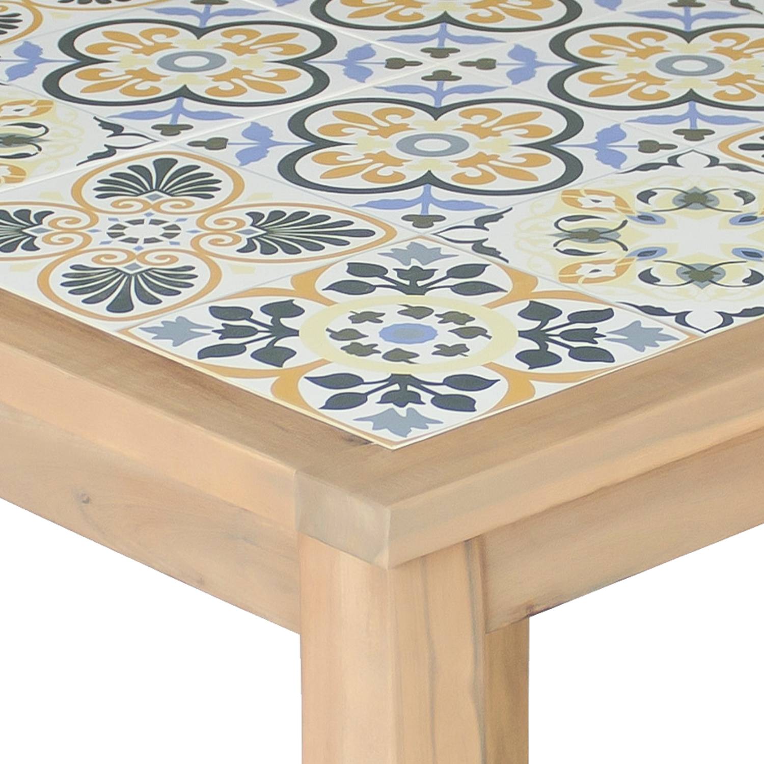 Ensemble table et chaises de jardin 4 places en acacia et céramique FARO - HAPPY GARDEN - Image 10