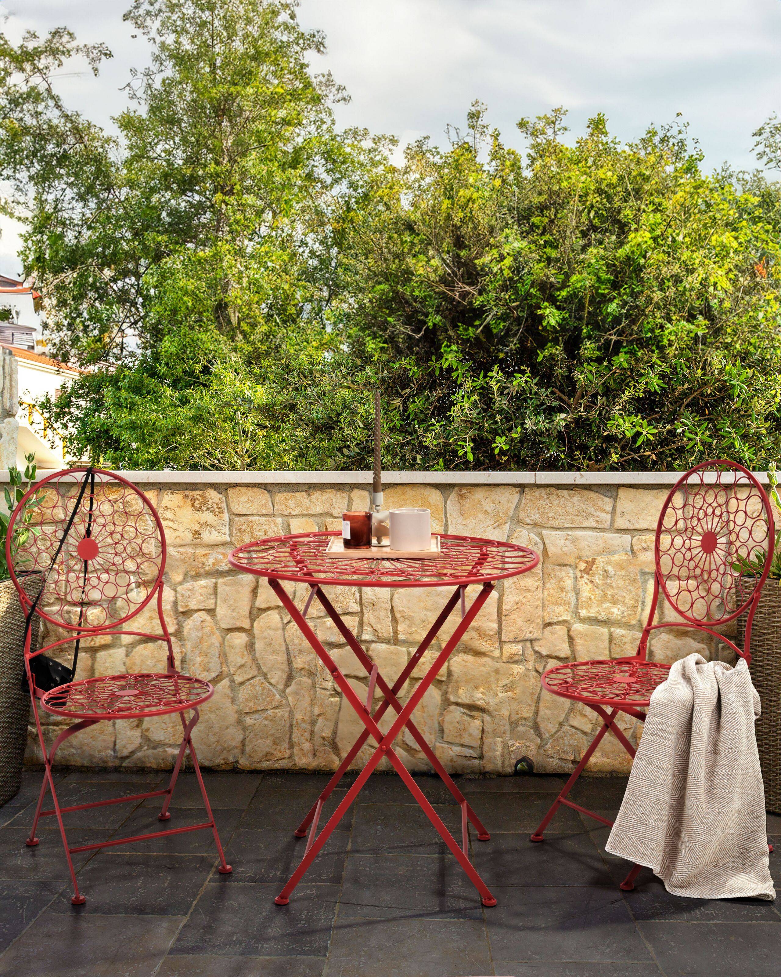 Beliani - Chaise de jardin Métal Rouge SCARIO - Beliani - Imagen 1