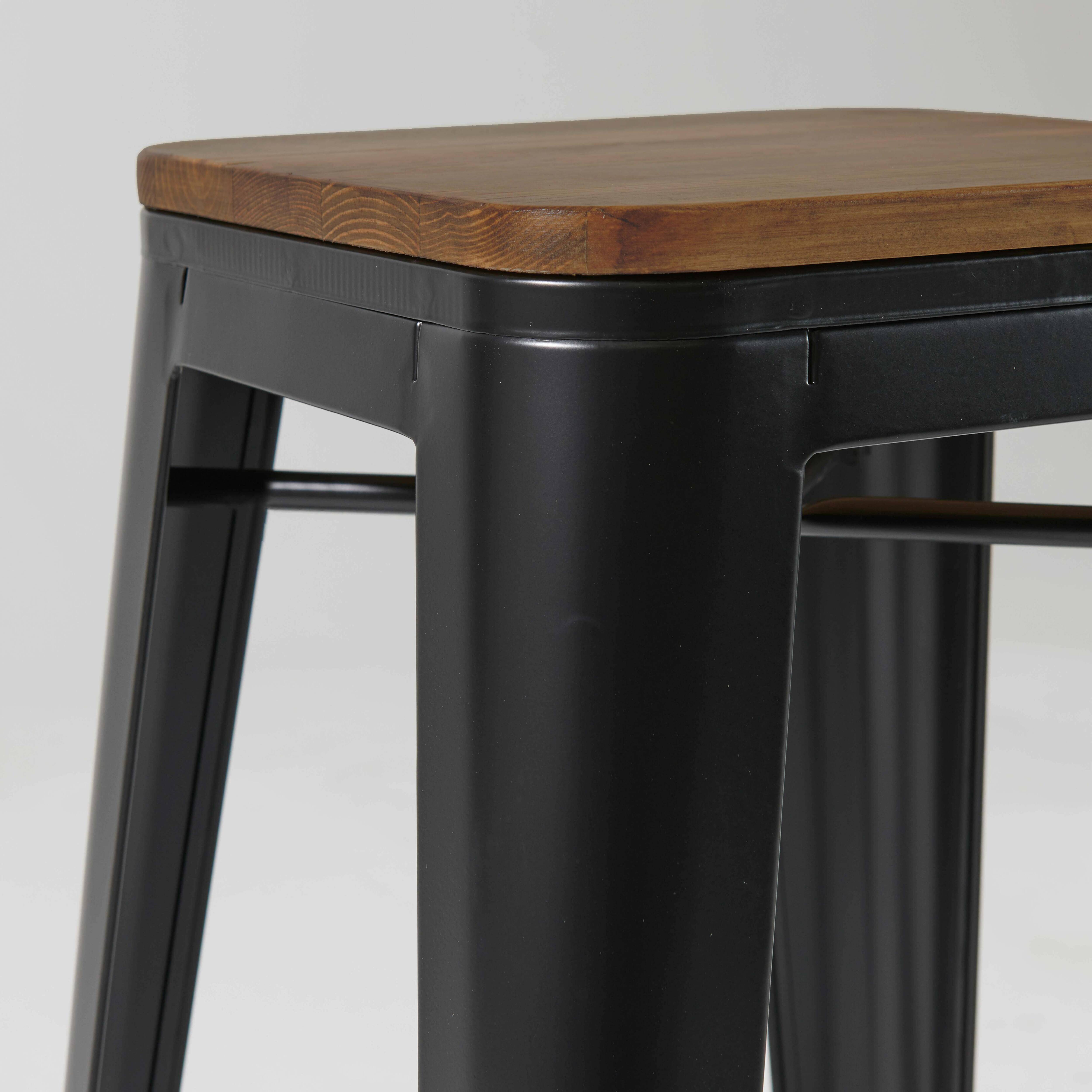 Oviala - Lot de 4 tabourets de bar en acier noir mat  Indus - Oviala - Imagen 6