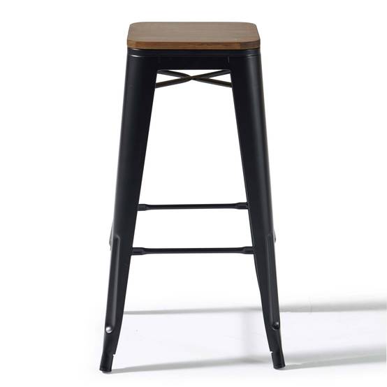 Oviala - Lot de 4 tabourets de bar en acier noir mat Indus - Oviala - Imagen 3