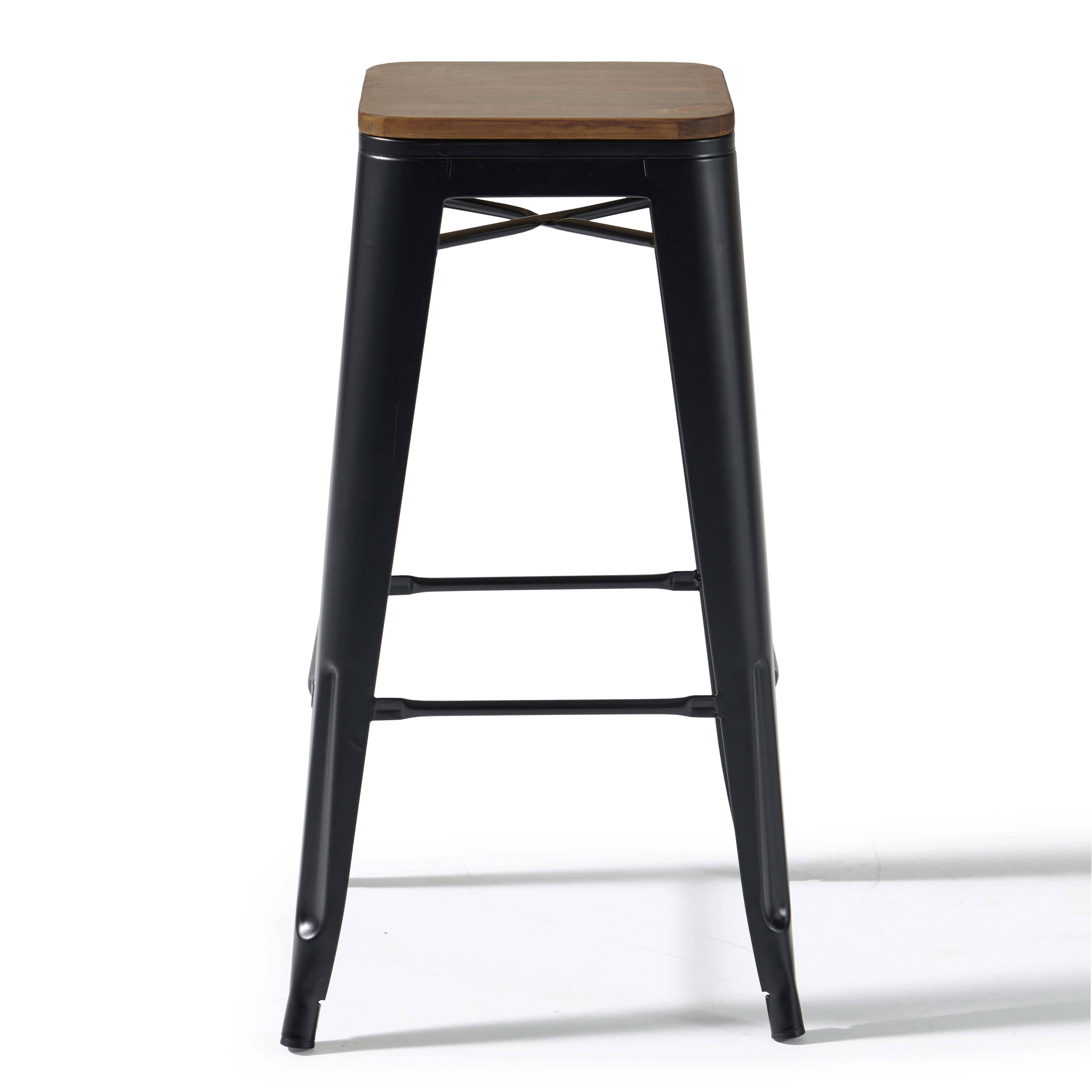 Oviala - Lot de 4 tabourets de bar en acier noir mat  Indus - Oviala - Imagen 3