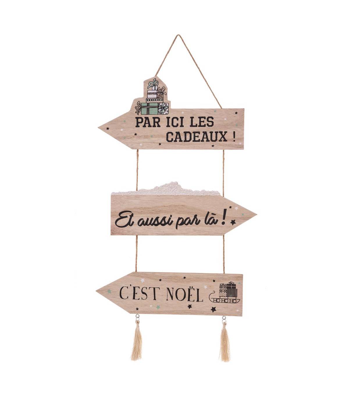 Déco de Noël Pancarte en bois à suspendre H 50 cm
