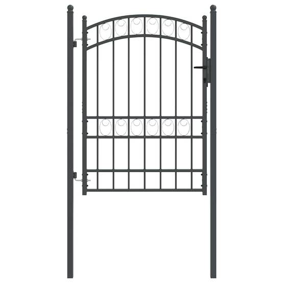 Portillon de clôture arqué en acier avec verrouillage pour un accès de jardin Gris 100x170 cm – ComfortXL Outdoor Living - Image 2