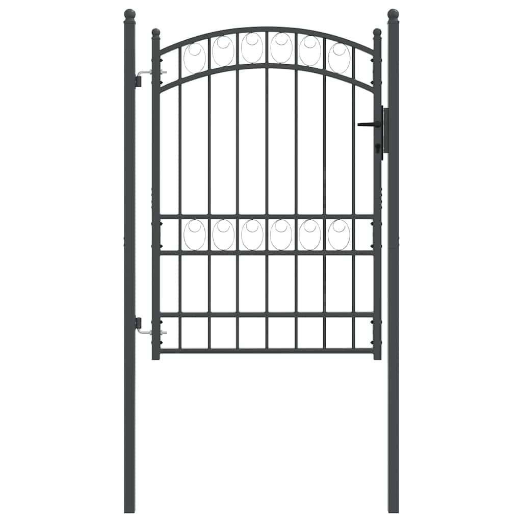 Portillon de clôture arqué en acier avec verrouillage pour un accès de jardin Gris 100x170 cm – ComfortXL Outdoor Living - Image 2