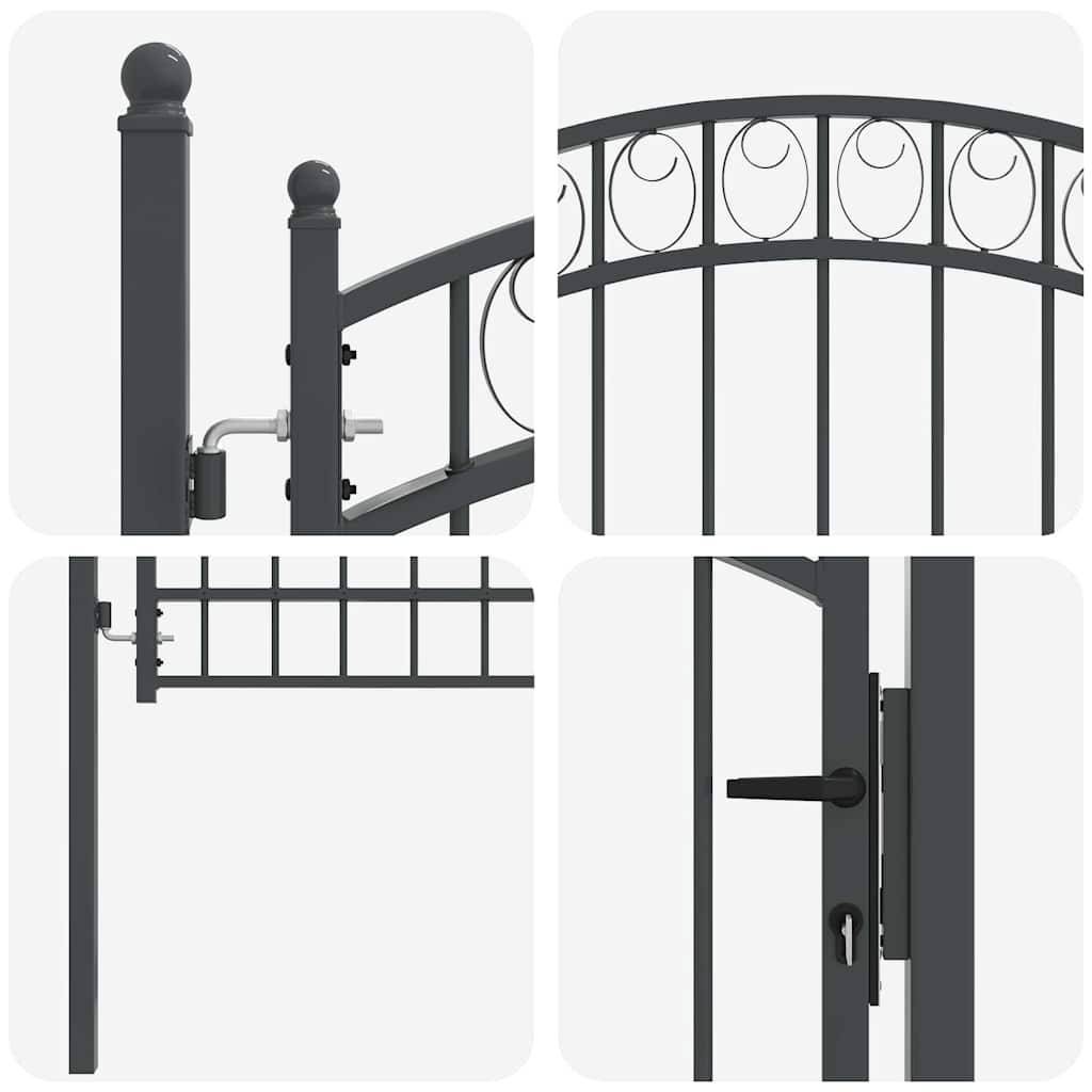 Portillon de clôture arqué en acier avec verrouillage pour un accès de jardin Gris 100x170 cm – ComfortXL Outdoor Living - Image 6