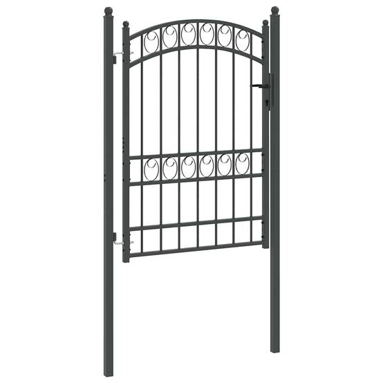 Portillon de clôture arqué en acier avec verrouillage pour un accès de jardin Gris 100x170 cm – ComfortXL Outdoor Living - Image 5