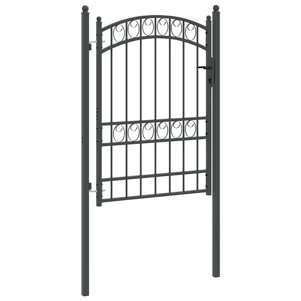 Portillon de clôture arqué en acier avec verrouillage pour un accès de jardin Gris 100x170 cm – ComfortXL Outdoor Living - Image 5