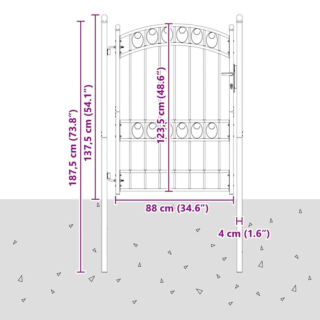Portillon de clôture arqué en acier avec verrouillage pour un accès de jardin Gris 100x170 cm – ComfortXL Outdoor Living - Image 7