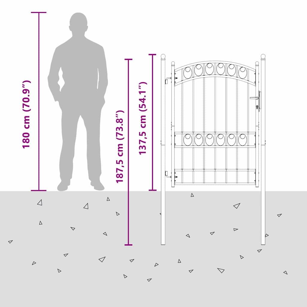 Portillon de clôture arqué en acier avec verrouillage pour un accès de jardin Gris 100x170 cm – ComfortXL Outdoor Living - Image 8