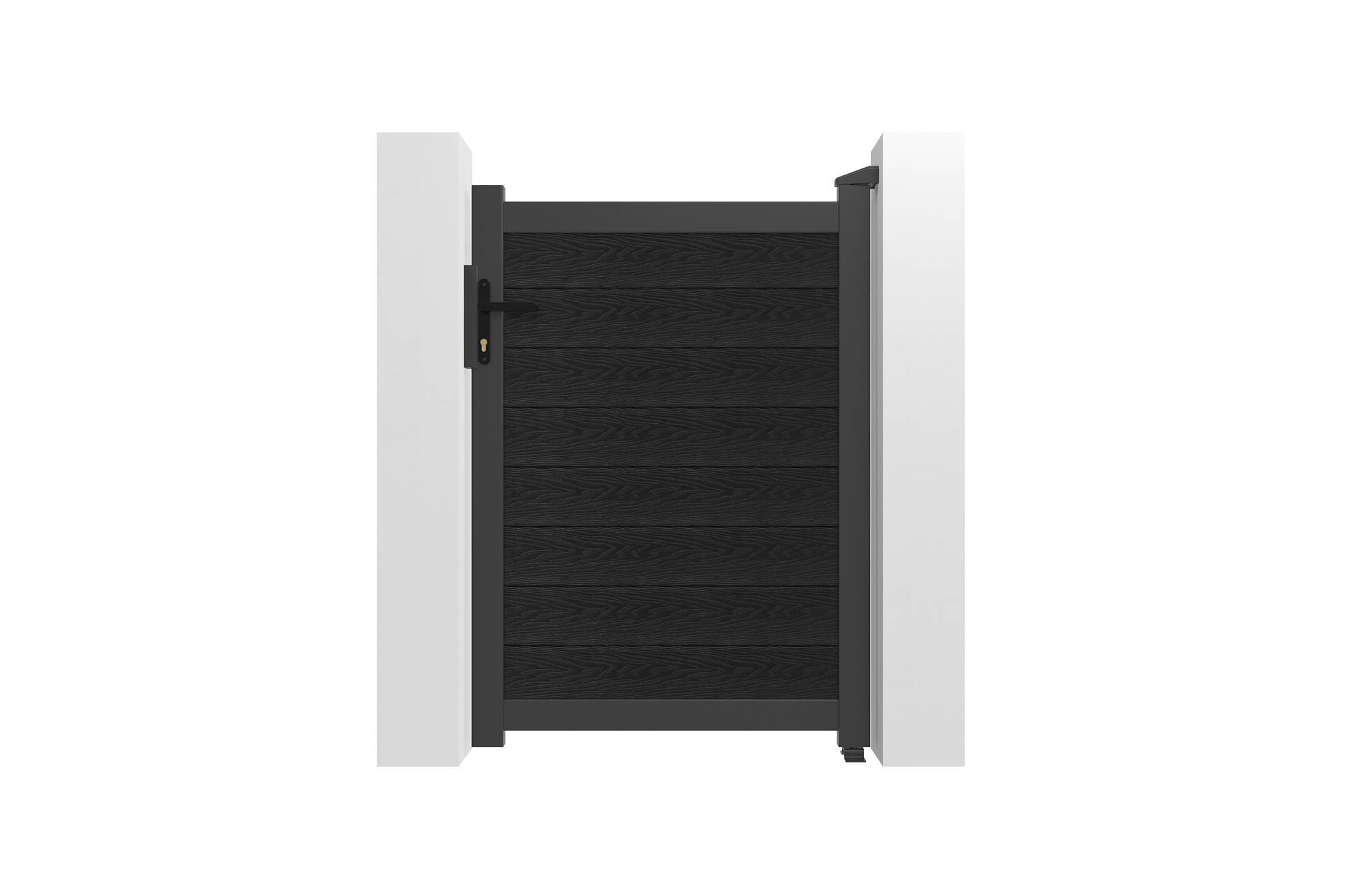 Casanoov Portillon bois composite 1m ATHOS H.140cm gris anthracite avec cadre aluminium + 2 poteaux EIFEL aluminium 10x10cm 160 x 300 cm Anthracite - Image 5