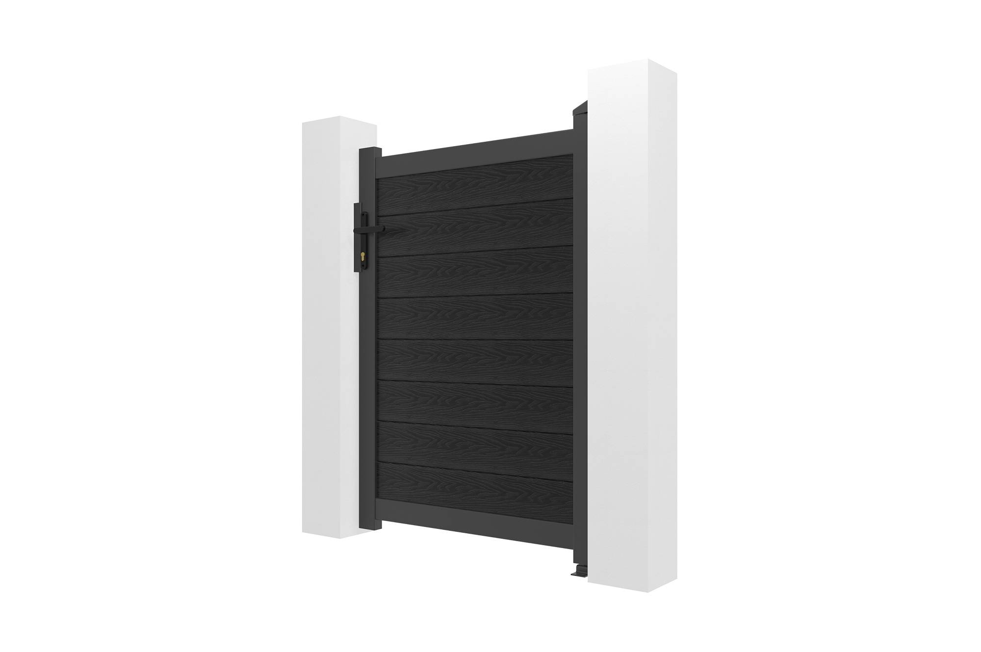 Casanoov Portillon bois composite 1m ATHOS H.140cm gris anthracite avec cadre aluminium + 2 poteaux EIFEL aluminium 10x10cm 160 x 300 cm Anthracite - Image 7