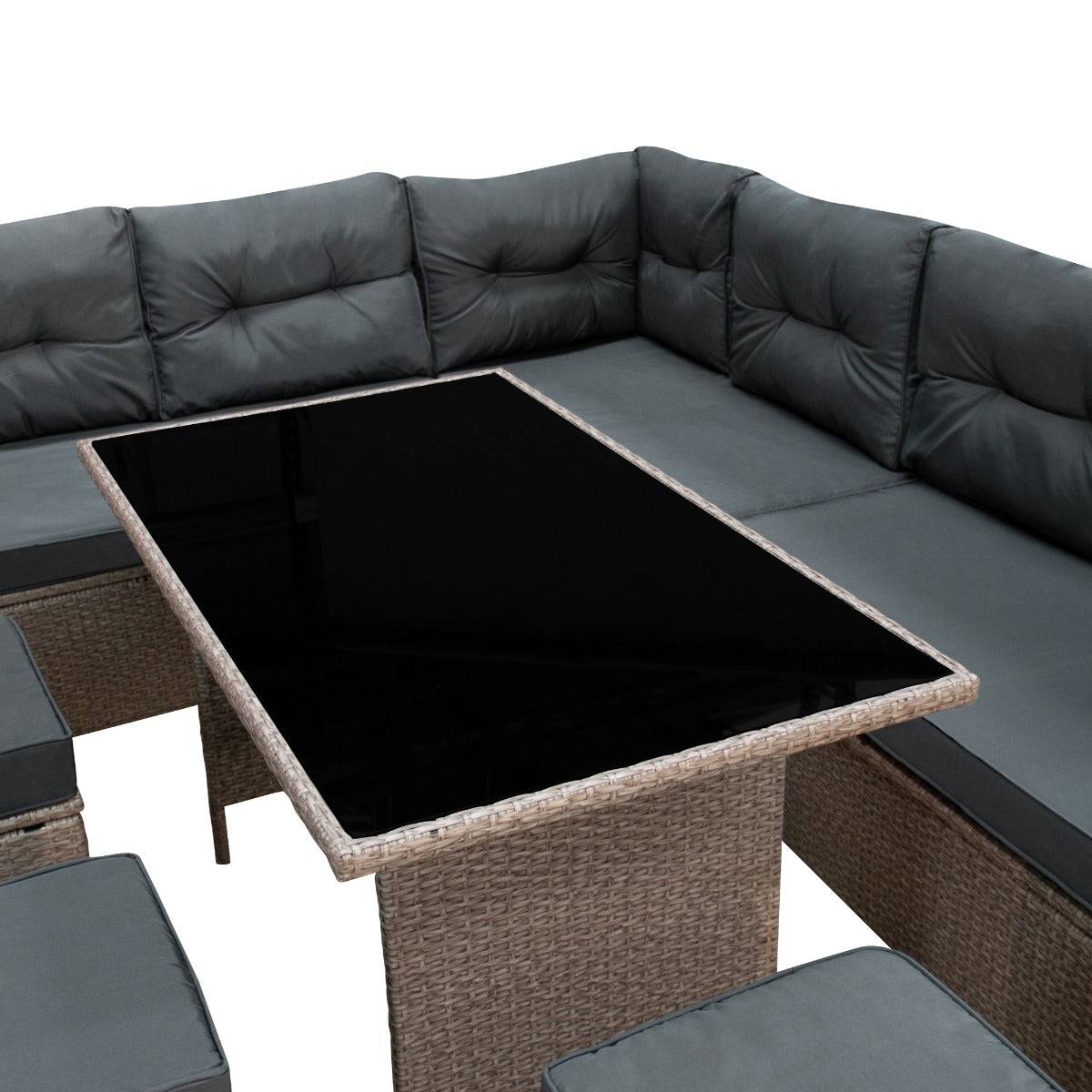 Monstershop - Salon de Jardin en Rotin 9 Personnes – Gris - Imagen 5