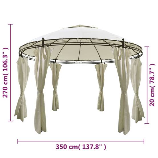 Tonnelle - Tente de réception - Barnum ronde avec rideaux 3,5 x 2,7 m - MEUBLE PRO - Image 7