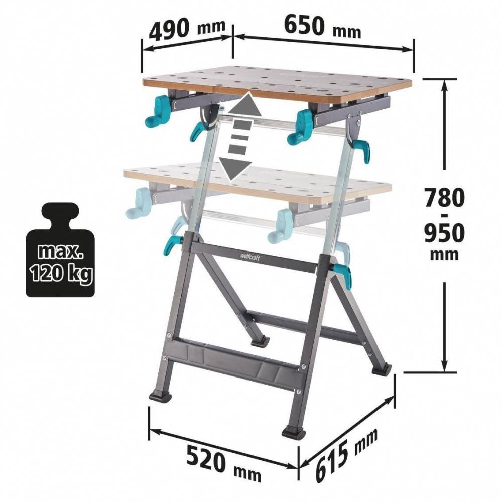 Wolfcraft - Etabli pliable WOLFCRAFT 6870000, 65X49 cm - Image 2