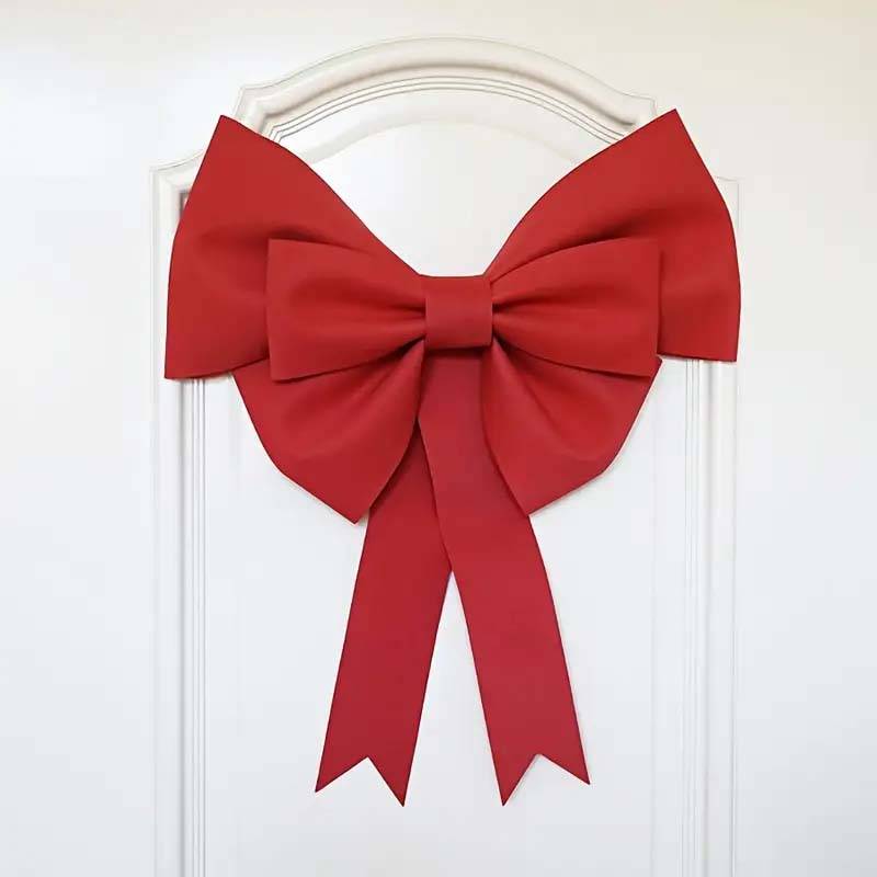 QUARKZMAN Lot de 2 Nœuds Métalliques Extra Géants de 30cm pour Emballage de Cadeaux de Voiture, Ruban pour Paniers de Voiture de Mariage, Cadeaux, Grand Nœud Cadeau, Rouge