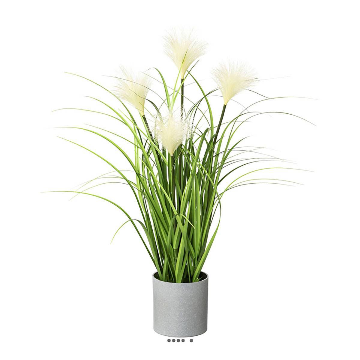 Artificielles - Herbe artificielle touffe en pot avec ses chatons H 50 cm - Imagen 2