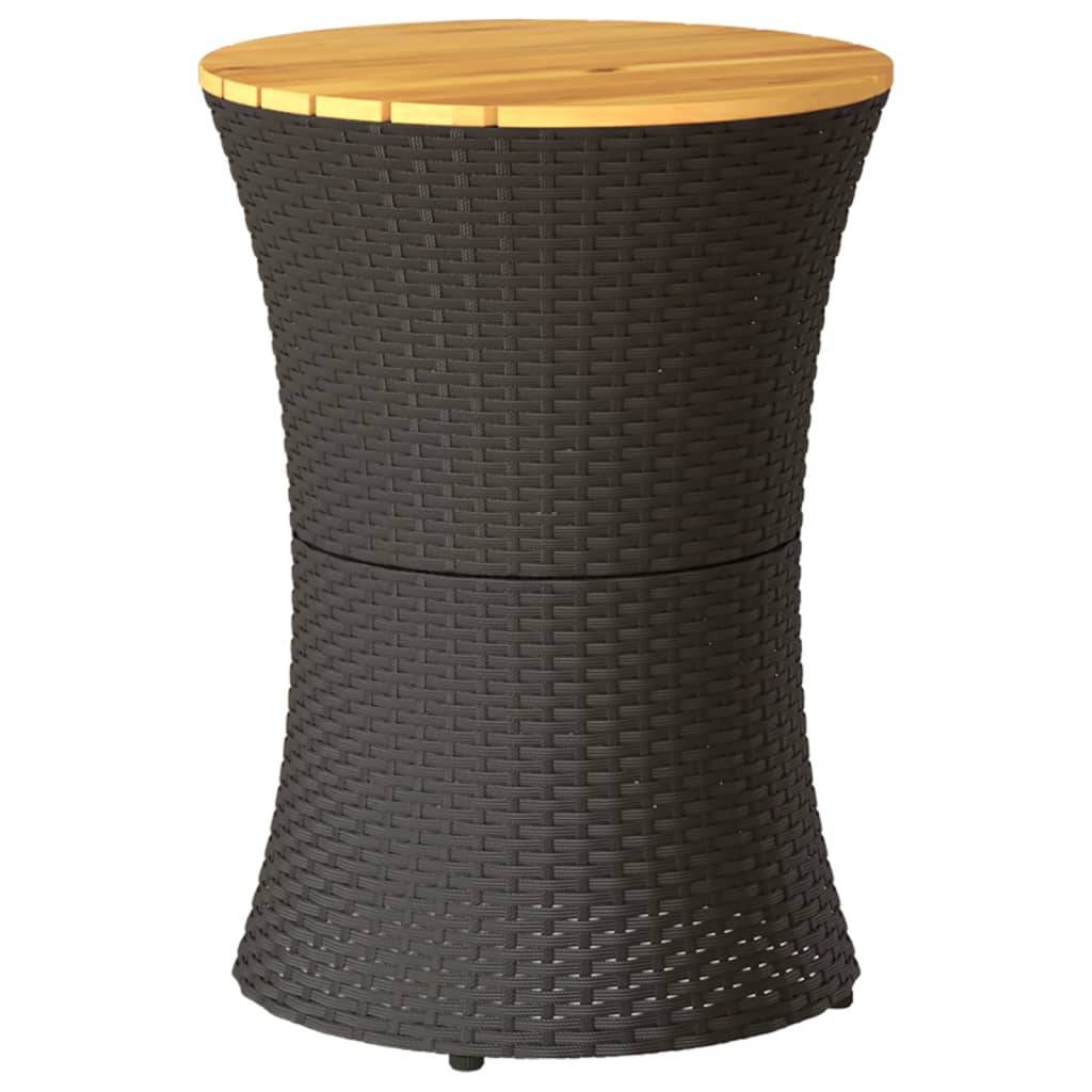Maison Chic - Table d'extérieur - Table d'appoint de jardin - Table de jardin forme tambour noir rotin bois massif - Image 1