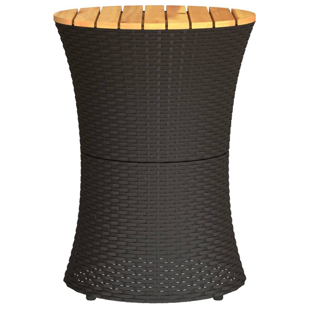 Maison Chic - Table d'extérieur - Table d'appoint de jardin - Table de jardin forme tambour noir rotin bois massif - Image 5