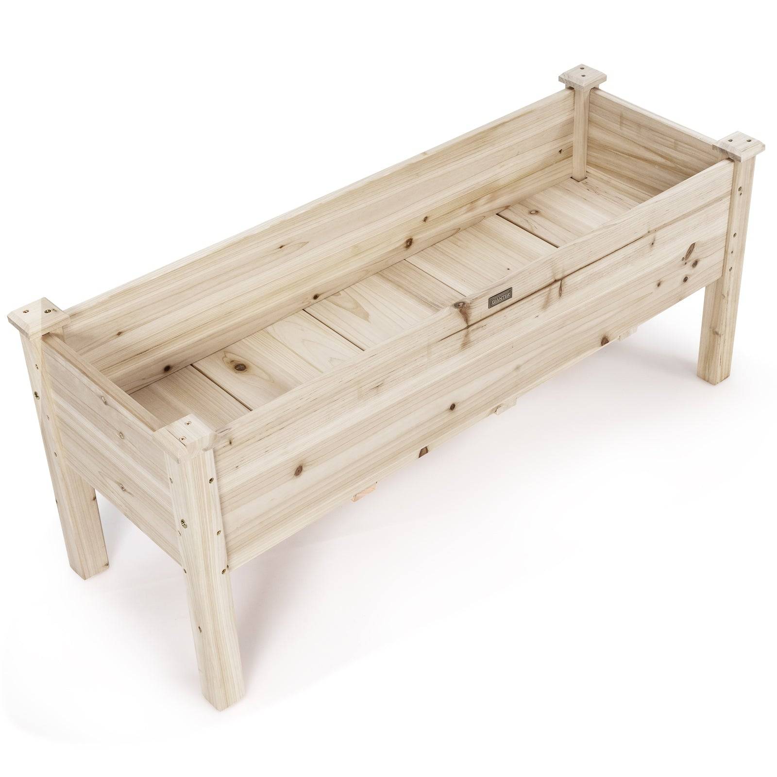 Helloshop26 - Jardinière surélevée en bois carré potager sur pied avec 5 trous de drainage 120 x 43,5 x 51cm naturel - Imagen 1