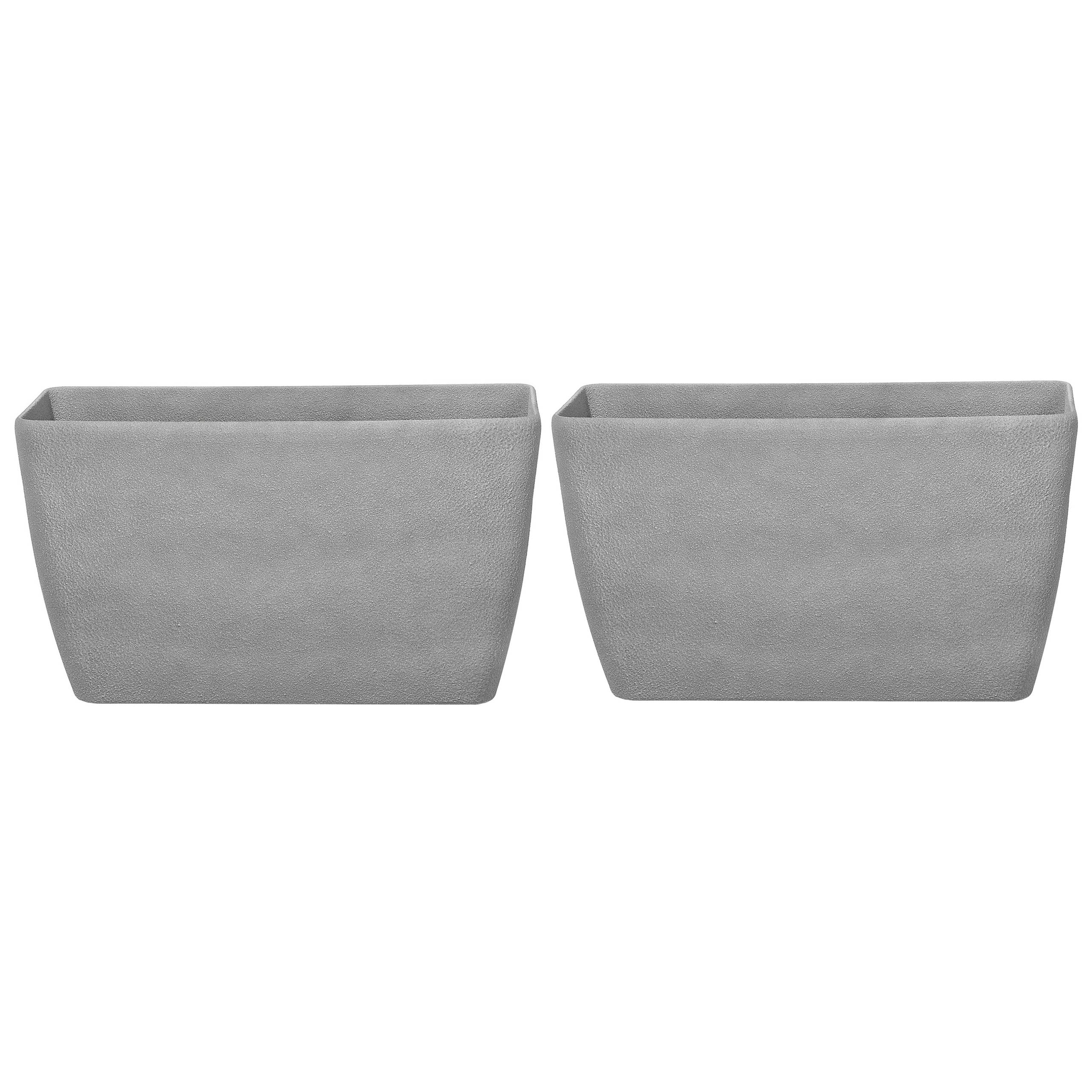 Beliani - Cache-Pot Gris Effet Pierre en Polyrésine 32 x 74 x 45 cm Pot de Fleurs Long et Haut au Design Moderne Idéal pour Extérieur et Intérieur - Imagen 1