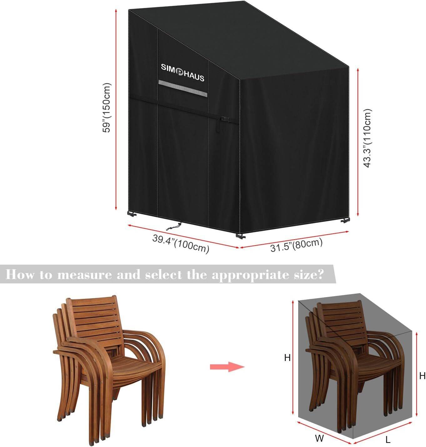 IntiMeg - Housse de chaise de jardin empilable, housse de chaise de jardin imperméable 80 x 100 x 150/110 cm IntiMeg - Image 2