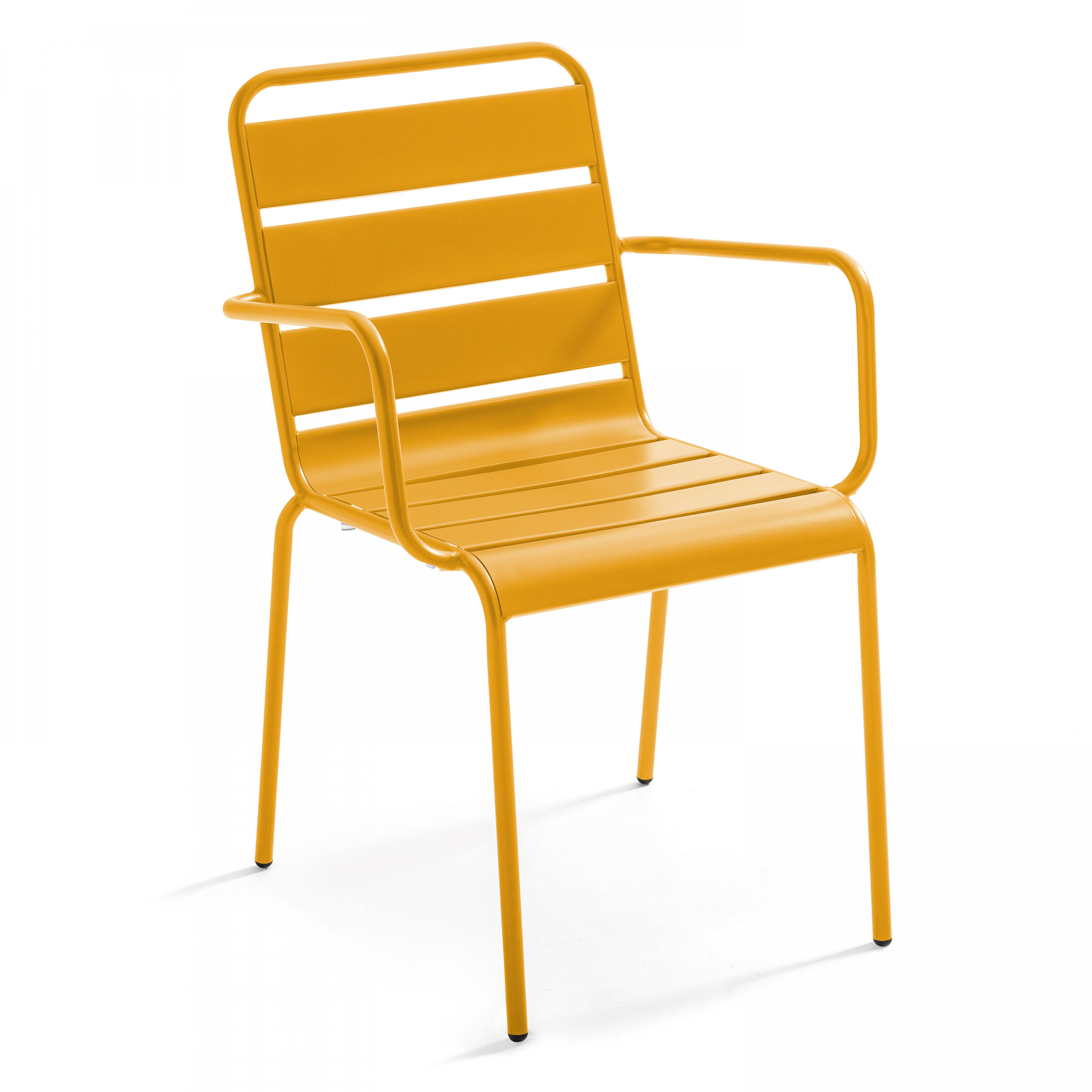 Oviala - Ensemble table de jardin et 6 fauteuils en métal jaune Palavas - Oviala - Imagen 6