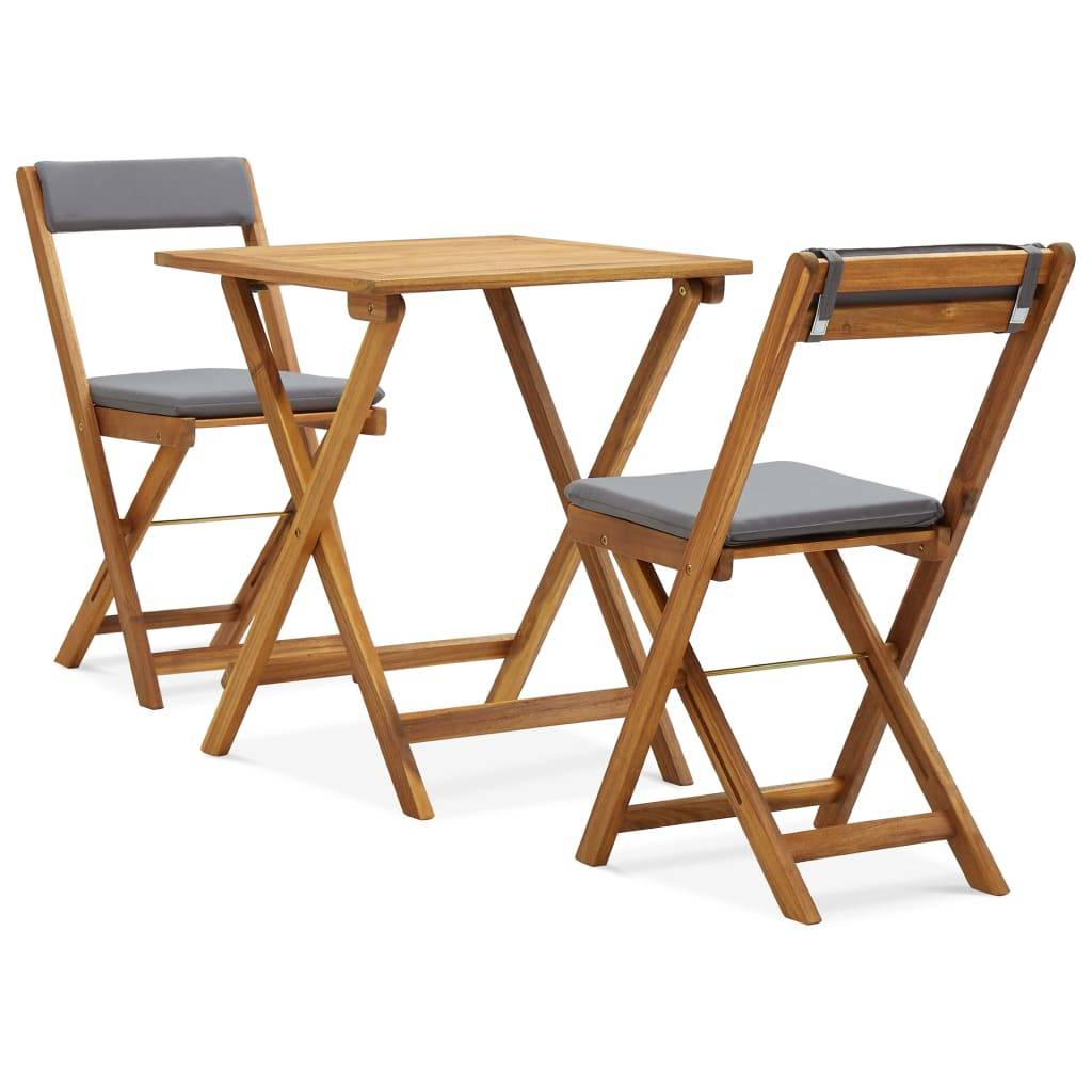 Vidaxl - Ensemble de bistro pliable 3 pcs et coussins bois acacia solide vidaXL 310275 - Imagen 1