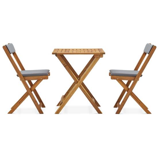 Vidaxl - Ensemble de bistro pliable 3 pcs et coussins bois acacia solide vidaXL 310275 - Imagen 2