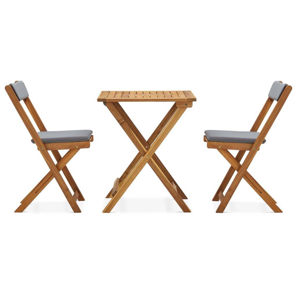 Vidaxl - Ensemble de bistro pliable 3 pcs et coussins bois acacia solide vidaXL 310275 - Imagen 2