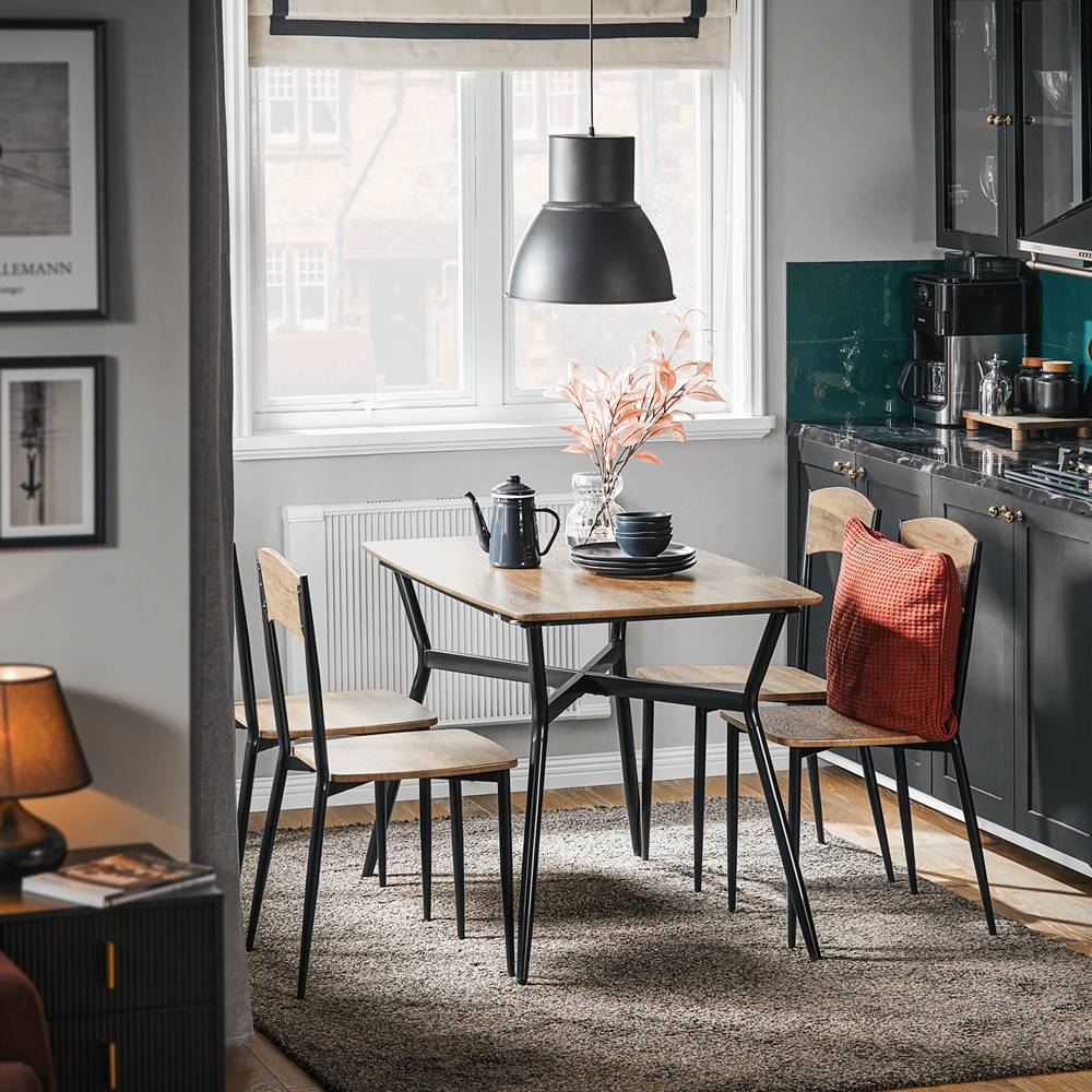 Sobuy - Ensemble de Table à Manger et 4 Chaises Table de Cuisine Set de 5 Pièces en Acier Table L.110 x L.70 x H.76cm, Chaises 40x46x86cm SoBuy - Imagen 8