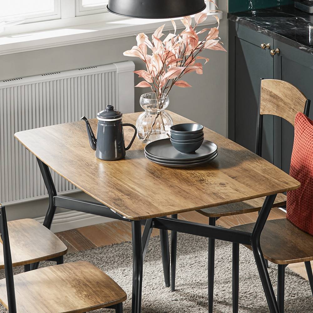 Sobuy - Ensemble de Table à Manger et 4 Chaises Table de Cuisine Set de 5 Pièces en Acier Table L.110 x L.70 x H.76cm, Chaises 40x46x86cm SoBuy - Imagen 4