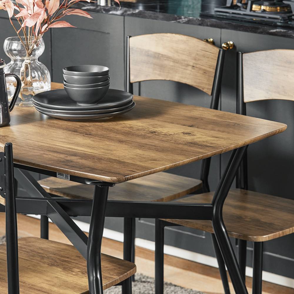 Sobuy - Ensemble de Table à Manger et 4 Chaises Table de Cuisine Set de 5 Pièces en Acier Table L.110 x L.70 x H.76cm, Chaises 40x46x86cm SoBuy - Imagen 7