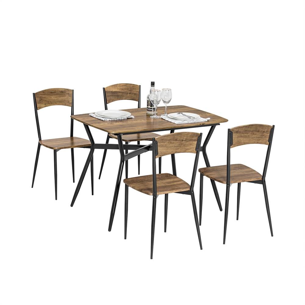 Sobuy - Ensemble de Table à Manger et 4 Chaises Table de Cuisine Set de 5 Pièces en Acier Table L.110 x L.70 x H.76cm, Chaises 40x46x86cm SoBuy - Imagen 1
