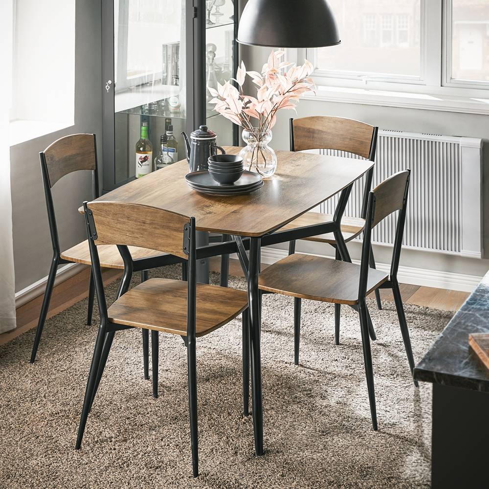 Sobuy - Ensemble de Table à Manger et 4 Chaises Table de Cuisine Set de 5 Pièces en Acier Table L.110 x L.70 x H.76cm, Chaises 40x46x86cm SoBuy - Imagen 2