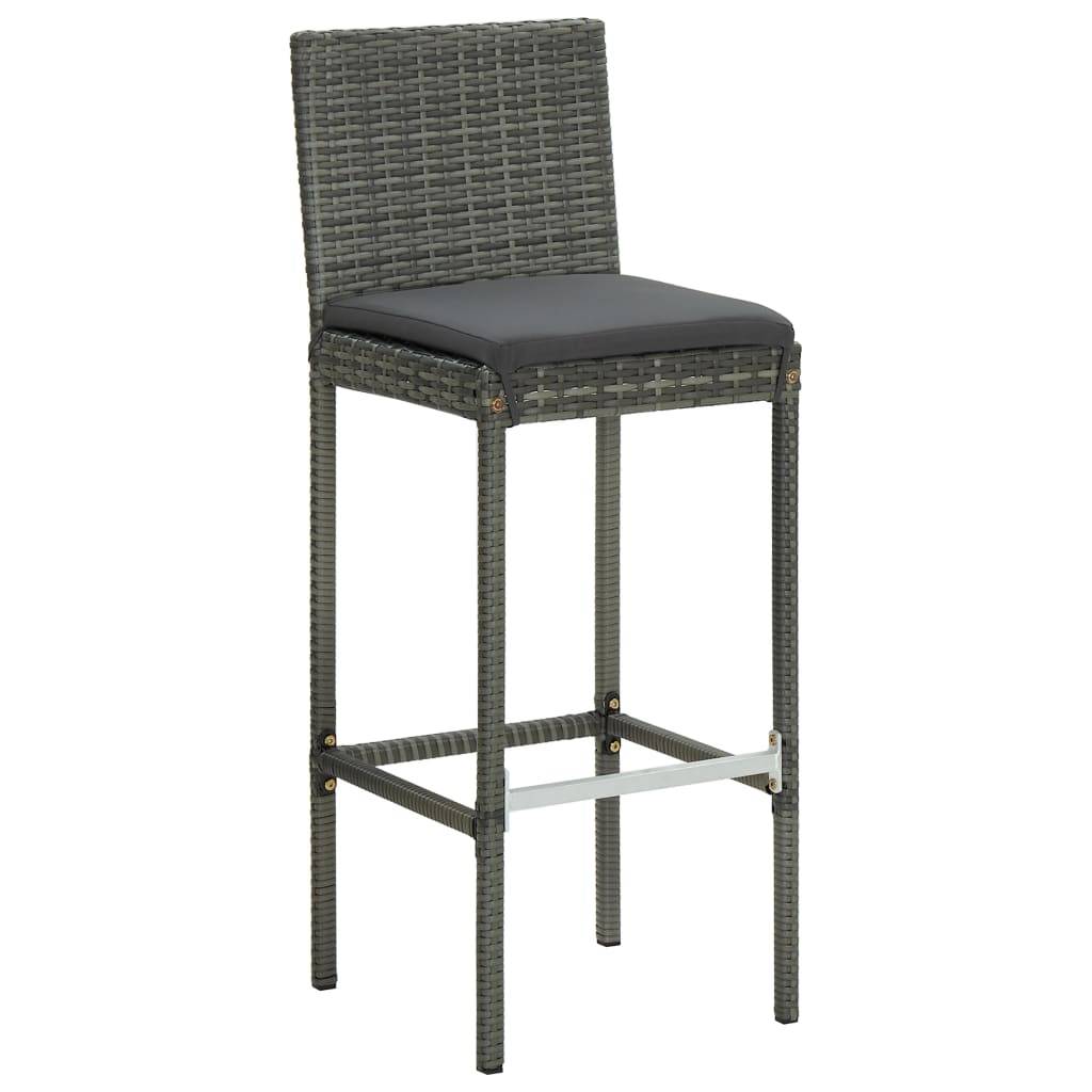 Helloshop26 - Ensemble de bar de jardin 7 pièces et coussins résine tressée gris - Imagen 2