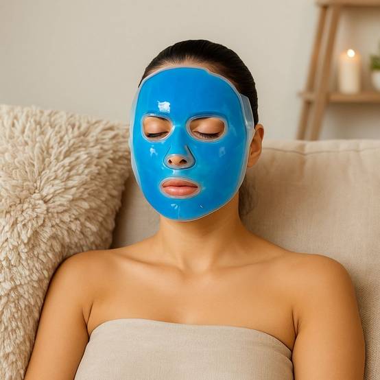 Masque Visage Gel Thermothérapie Chaud ou Froid Réutilisable, Contre les Migraines, Relaxant, Favorise Circulation Sanguine, Sun&Sia - Image 1