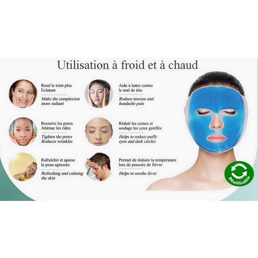 Masque Visage Gel Thermothérapie Chaud ou Froid Réutilisable, Contre les Migraines, Relaxant, Favorise Circulation Sanguine, Sun&Sia - Image 4