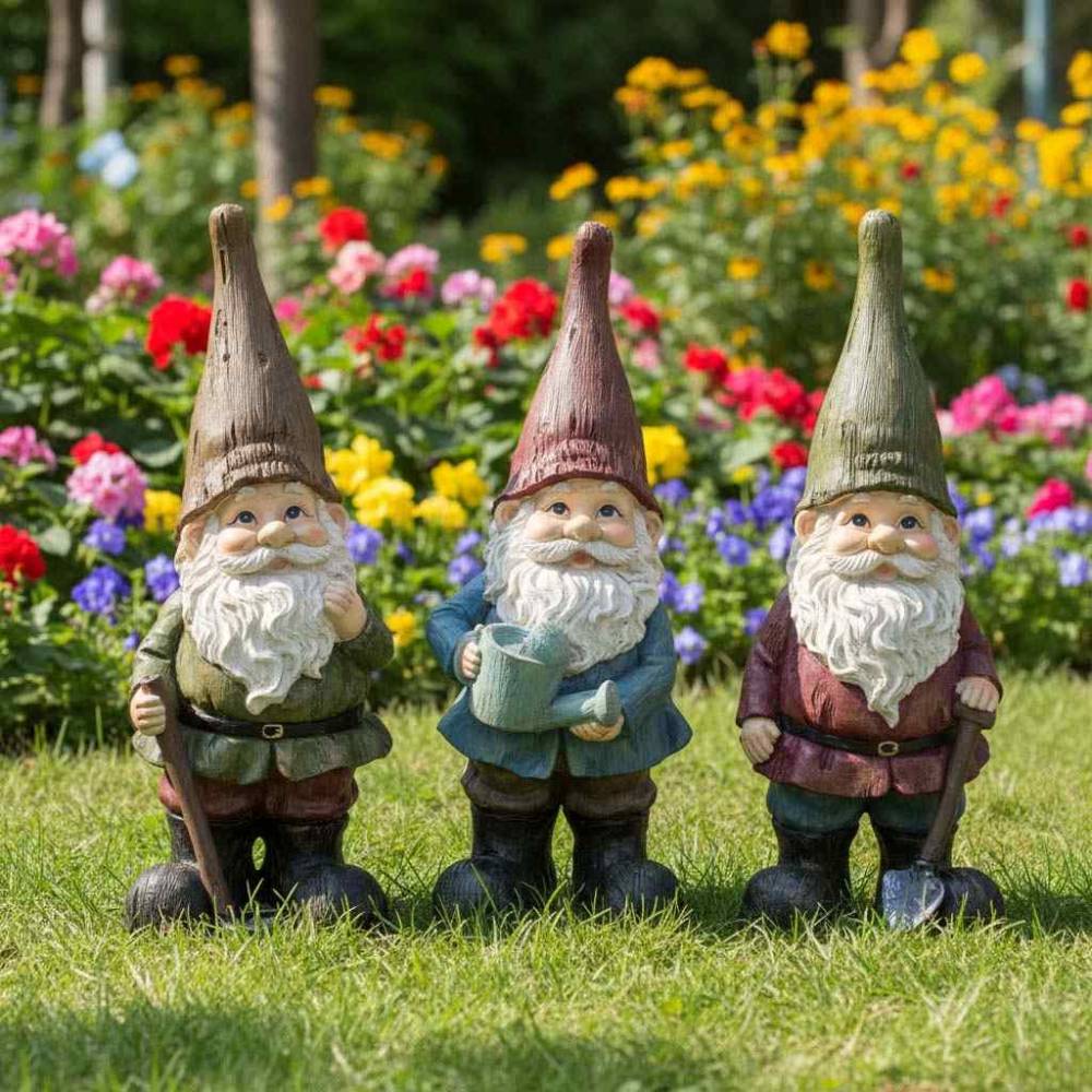 Esschert Design - Nain de jardin assortis en résine (Lot de 3) 45 cm True To Nature - Imagen 2