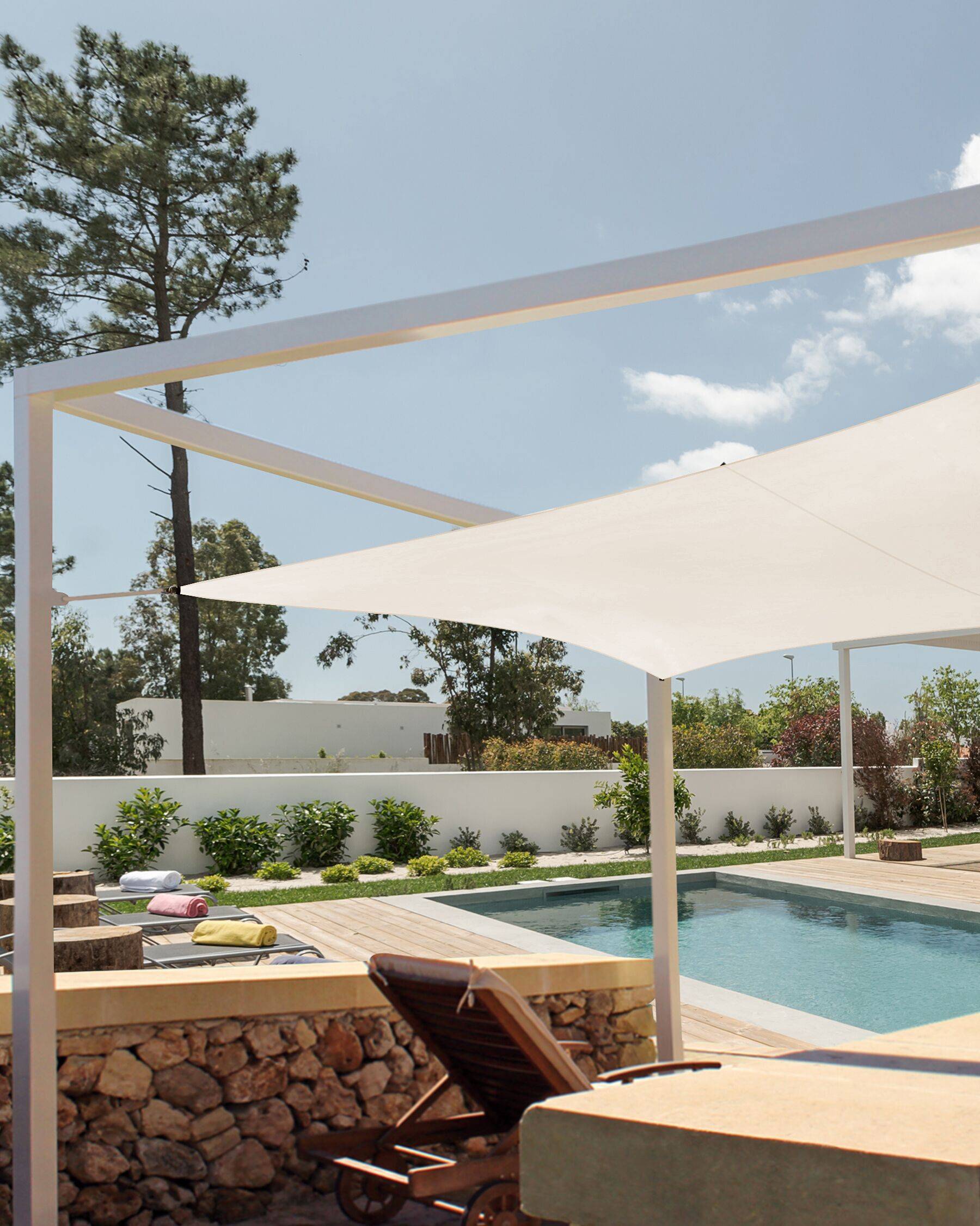 Beliani - Voile d'ombrage Tissu Blanc cassé LUKKA - Beliani - Imagen 1