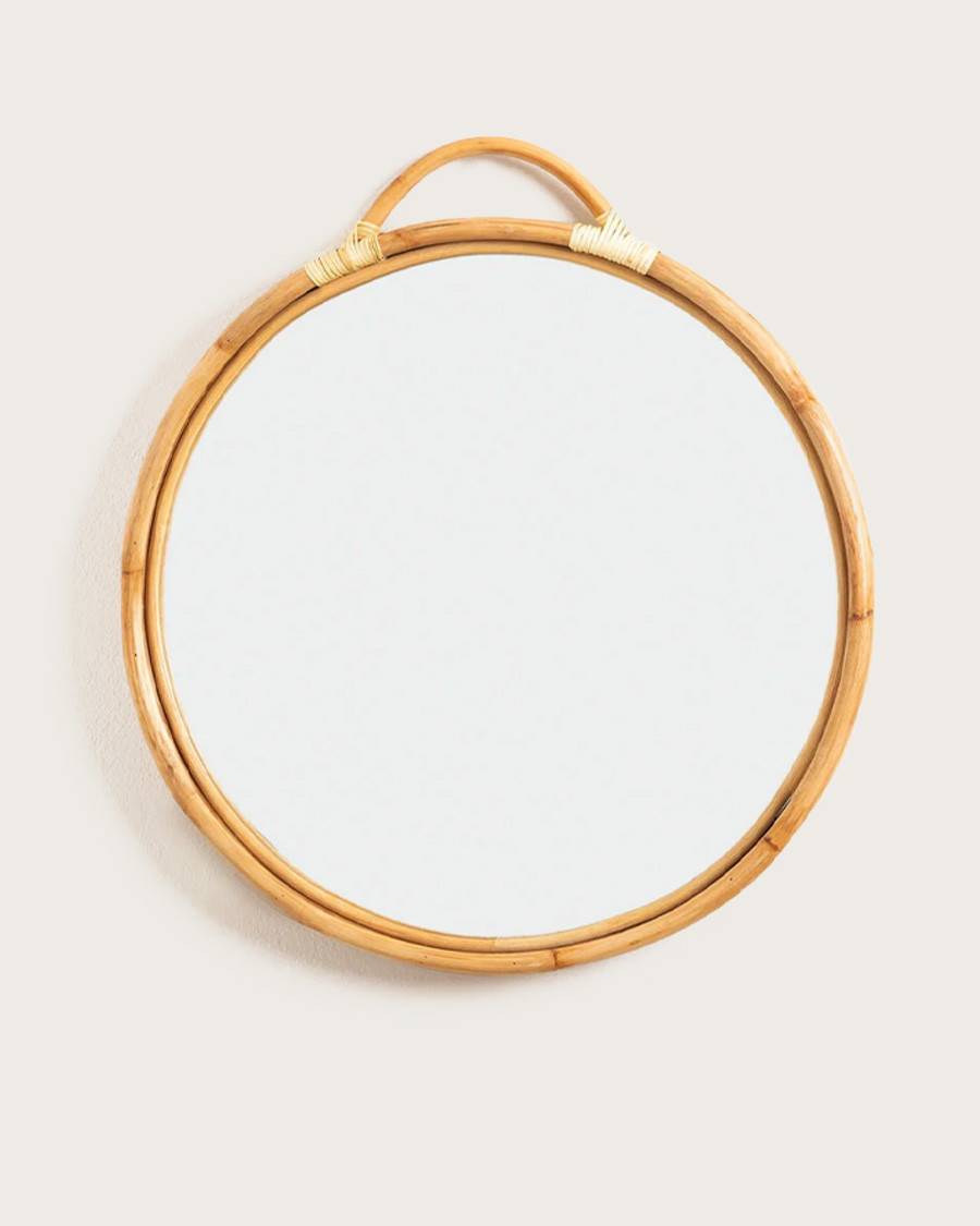 Monoï - Miroir rond en rotin tressé - UNIQKA - Imagen 1