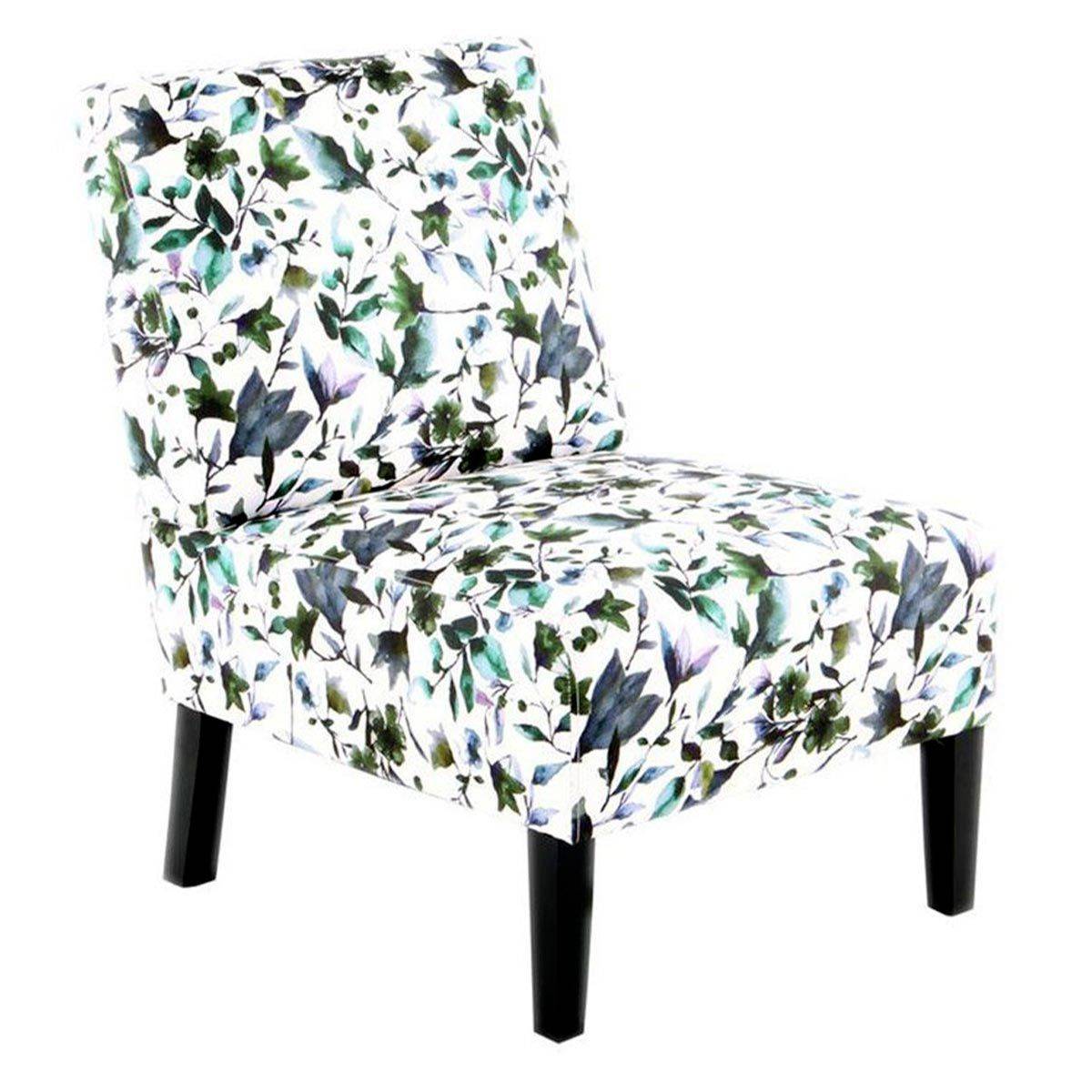 Paris Prix - Fauteuil Design Imprimé "Indira" 84cm Beige & Vert - Image 1